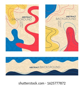 Set abstract vector illustration in trendy flat style colors background with space for text. Wallpaper, banner, greeting card, poster