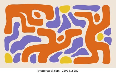 Set of abstract vector illustrations depicting people in flowers. Design for decor. contemporary art. Field with flowers.