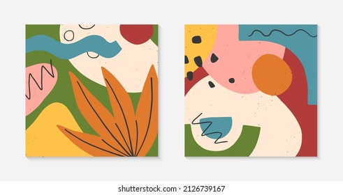 Set of abstract vector illustrations with hand drawn various organic shapes and graphic elements.Trendy artistic contemporary designs for prints,flyers,banners,invitations,branding design,covers