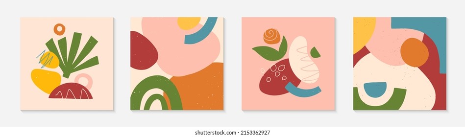 Set of abstract vector illustrations with hand drawn various organic shapes and graphic elements.Trendy artistic contemporary designs for prints,flyers,banners,invitations,branding design,covers