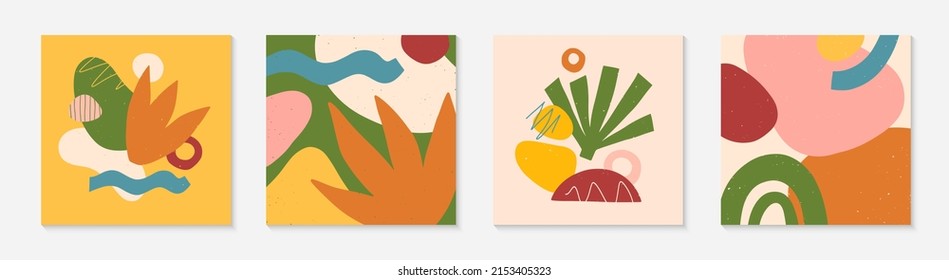 Conjunto de ilustraciones vectoriales abstractas con varias formas orgánicas dibujadas a mano y elementos gráficos.Diseños contemporáneos artísticos de moda para impresiones, volantes, banners, invitaciones, diseño de marca, portadas