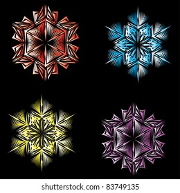 set of abstract vector isolated snowflake