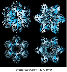 set of abstract vector isolated snowflake