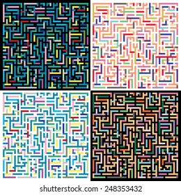set of abstract vector labyrinth color backgrounds
