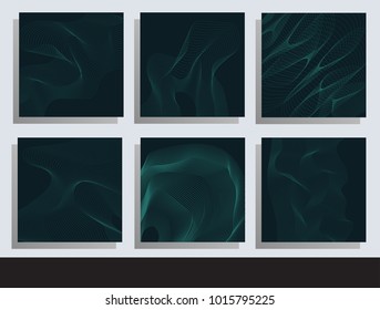 Set of abstract vector ?ards with liqued curved lines. Applicable for Covers, Placards, Posters, Flyers and Banner Designs.