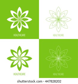 Set Abstract vector logo element. Lotus flower icon.