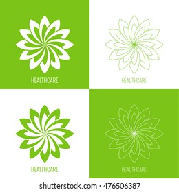 Set Abstract vector logo element. Lotus flower. 