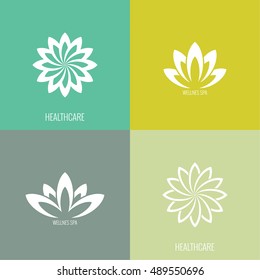 Set Abstract vector logo element. Lotus flower, iIcon 