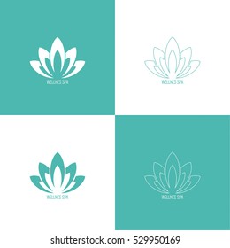Set Abstract vector logo element. Lotus flower icon. 