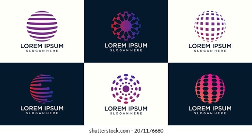 set of Abstract vector logo in sphere shape and Logo for Business, global Technology.