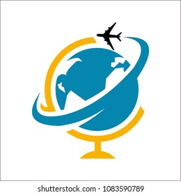 Set of Abstract vector logo for travel agency. Global travel vector logo sign