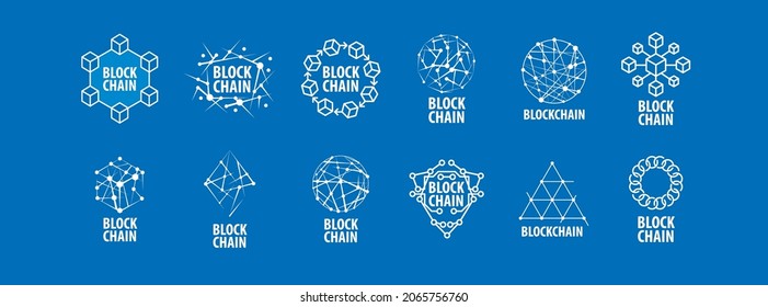 A set of Abstract Vector logos Blockchain
