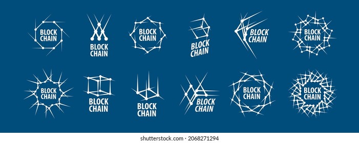 A set of Abstract Vector logos Blockchain
