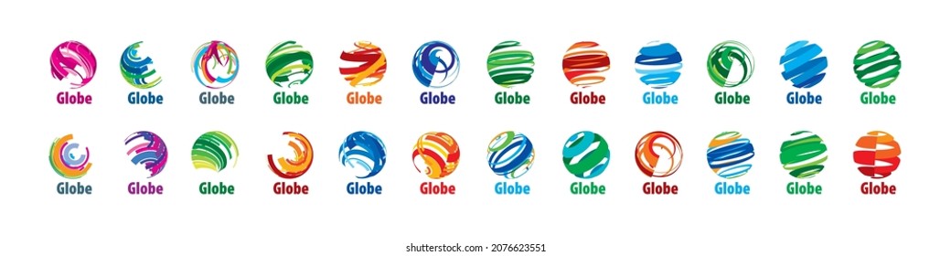 A set of abstract vector logos of the global network