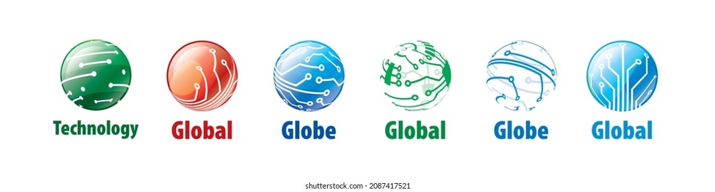 A set of abstract vector logos of the global network