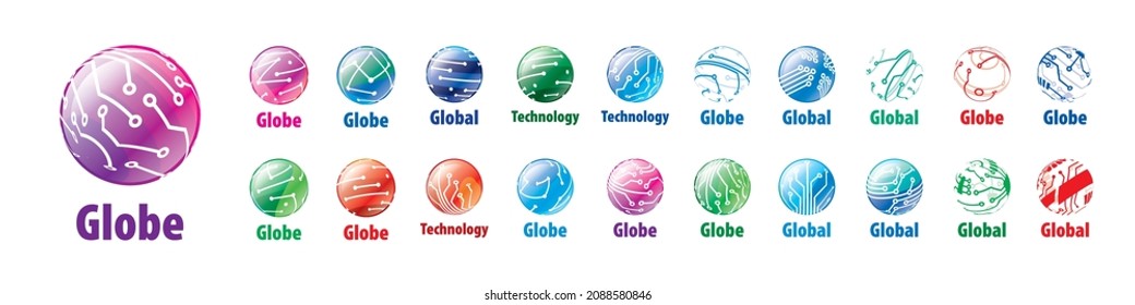 A set of abstract vector logos of the global network