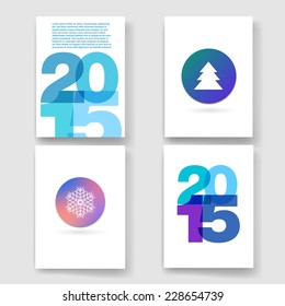 Set of abstract vector modern brochure design template with numbers. Happy new year 2015 . Postcard, invitation. Vector illustration.