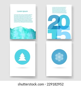 Set of abstract vector modern brochure design template with numbers. Happy new year 2015 . Postcard, invitation. Vector illustration. 