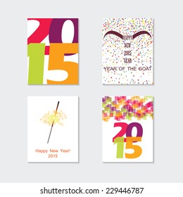 Set of abstract vector modern brochure design template with numbers. Happy new year 2015 . Postcard, invitation. Vector illustration. 