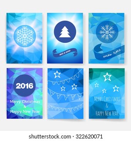 Set of abstract vector modern brochure design template with numbers. Happy new year 2016 . Postcard, invitation. Vector illustration.