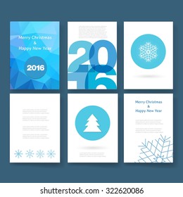 Set of abstract vector modern brochure design template with numbers. Happy new year 2016 . Postcard, invitation. Vector illustration