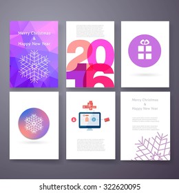 Set of abstract vector modern brochure design template with numbers. Happy new year 2016 . Postcard, invitation. Vector illustration