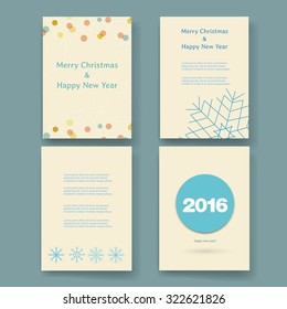 Set of abstract vector modern brochure design template with numbers. Happy new year 2016 . Postcard, invitation. Vector illustration