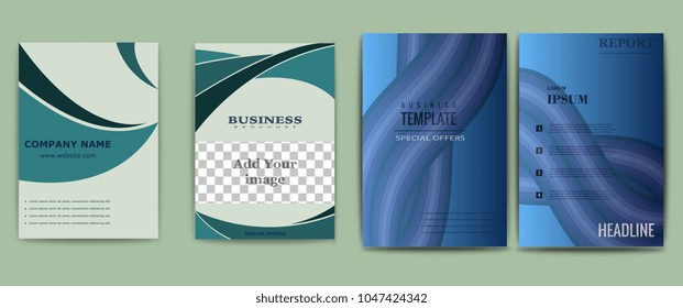 Set of abstract vector modern flyers and brochures. Business brochure flyer design layout template in A4 circles