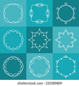 Set of abstract vector outline emblems and badges in hipster style