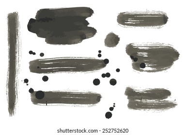 Set of abstract vector paint banners and brushstrokes