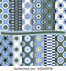 set of abstract vector paper with decorative flowers, shapes and design elements for scrapbook