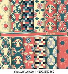 set of abstract vector paper with decorative flowers, figures and symbols of the holy Easter day 