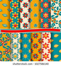 set of abstract vector paper with decorative flowers, shapes and design elements for scrapbook