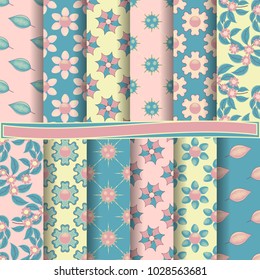 set of abstract vector paper with decorative flowers, shapes and design elements for scrapbook
