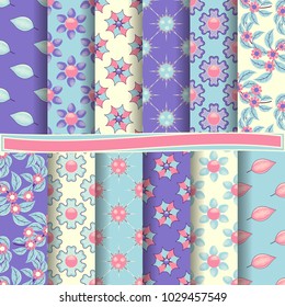 set of abstract vector paper with decorative flowers, shapes and design elements for scrapbook