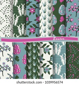 set of abstract vector paper with decorative flowers, figures and symbols of the holy Easter day 
