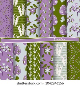 set of abstract vector paper with decorative flowers, figures and symbols of the holy Easter day 