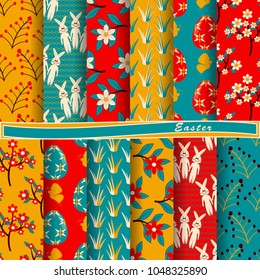 set of abstract vector paper with decorative flowers, figures and symbols of the holy Easter day 
