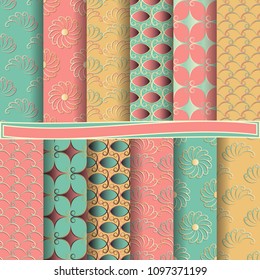 set of abstract vector paper with decorative shapes and design elements for scrapbook 