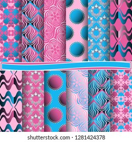set of abstract vector paper with decorative flowers, geometric shapes and design elements for scrapbook 