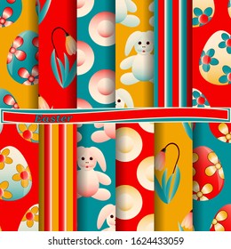 set of abstract vector paper with decorative flowers, figures and symbols of the holy Easter day 