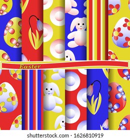 set of abstract vector paper with decorative flowers, figures and symbols of the holy Easter day 