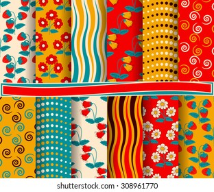 set of abstract vector paper with decorative shapes and design elements for scrapbook
