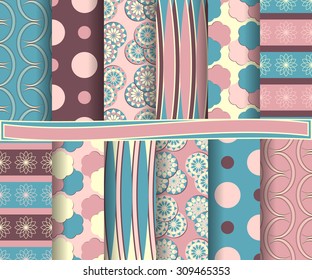 set of abstract vector paper with decorative shapes and design elements for scrapbook