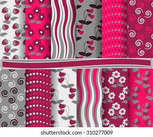 set of abstract vector paper with decorative shapes and design elements for scrapbook
