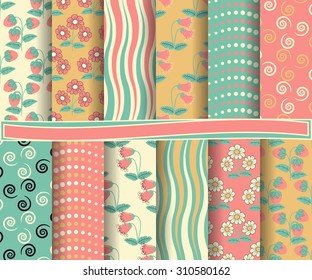 set of abstract vector paper with decorative shapes and design elements for scrapbook
