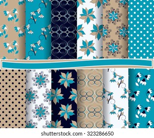 set of abstract vector paper with decorative flowers and design elements for scrapbook  