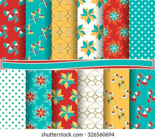set of abstract vector paper with decorative flowers and design elements for scrapbook  


