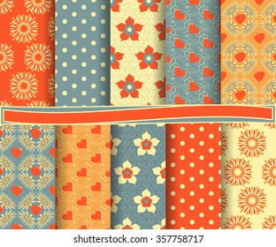 set of abstract vector paper with decorative shapes and symbols of Valentine's Day for scrapbook