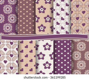 set of abstract vector paper with decorative shapes and symbols of Valentine's Day for scrapbook